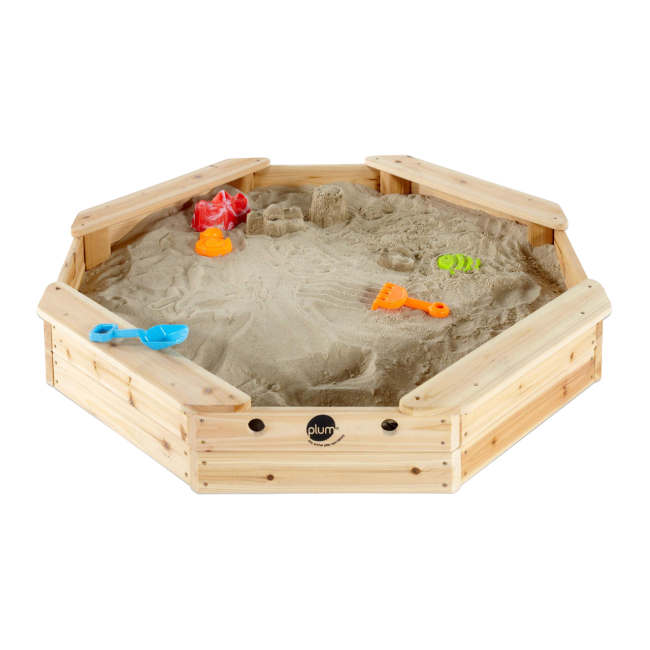 Cutie hexagonala din lemn pentru nisip treasure beach 104x104 cm, cu prelata - okeplum100201a108