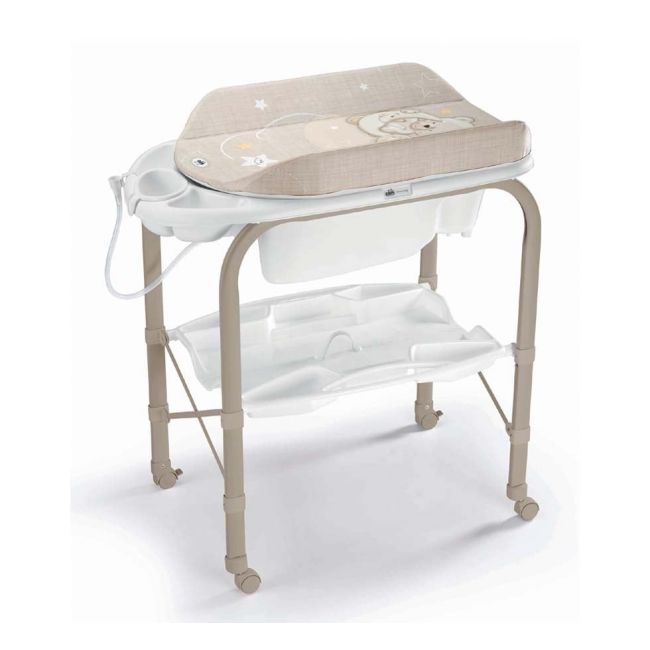 Masa De Baie Pliabila Cu Saltea De Infasat, Cadita Anatomica Cu Furtun, Roti Cu Blocatori, Cambio Deluxe, Alb Pjbc209-c260b