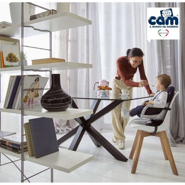 Scaun De Masa Cam   Seat Idea, Inaltime Ajustabila, Varsta 6-36 Luni, Pliabil, Centura De Siguranta In 5 Puncte, Bej - Gri Pjbs334-t261