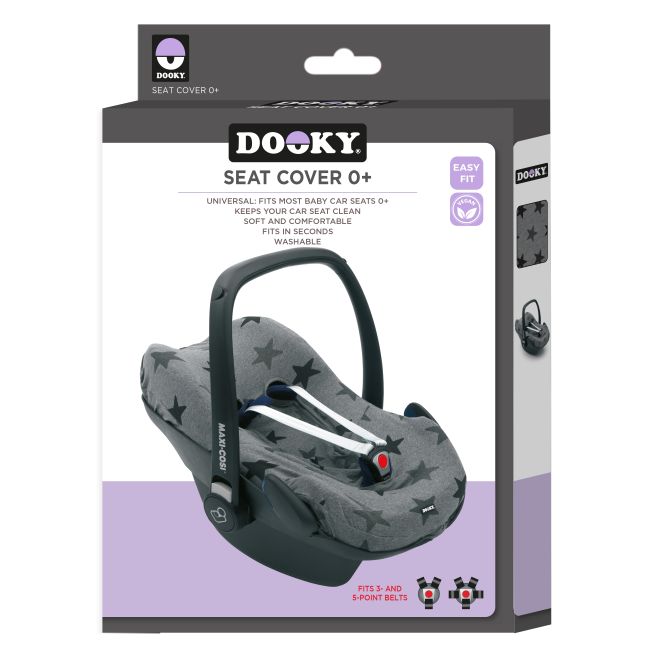 Husa de bumbac pentru scaune auto grupa 0+ Dooky Grey Stars PMICDOOKY-1326816