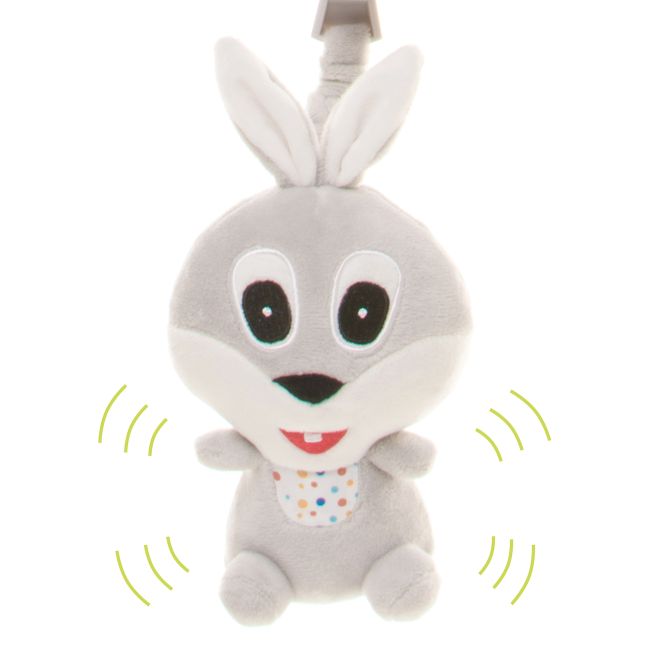 Jucarie de plus pentru carucior/patut 4Baby SQUEEZE Iepurasi Gri PMIC4BABY-957947