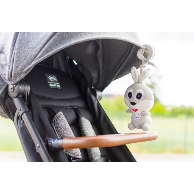 Jucarie de plus pentru carucior/patut 4Baby SQUEEZE Iepurasi Gri PMIC4BABY-957947