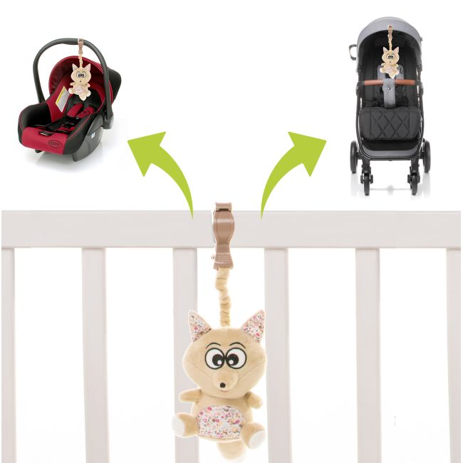 Jucarie de plus pentru carucior/patut 4Baby SQUEEZE Vulpi Maro/Bej PMIC4BABY-957930
