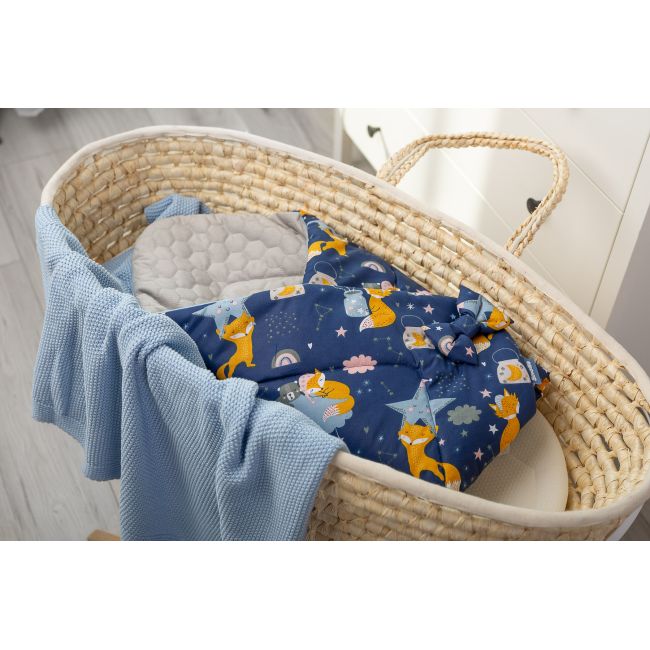 Paturica nou-nascut Sensillo Velvet Wrap Albastra Vulpi 75x75 cm PMICSILLO-42303