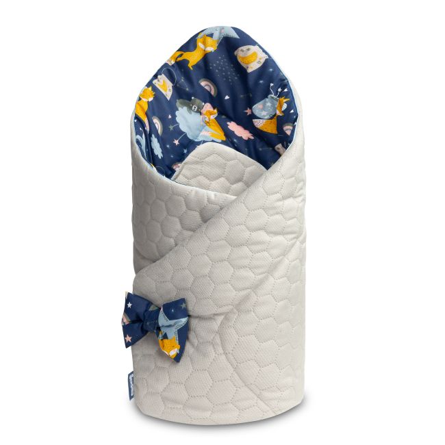 Paturica nou-nascut Sensillo Velvet Wrap Albastra Vulpi 75x75 cm PMICSILLO-42303