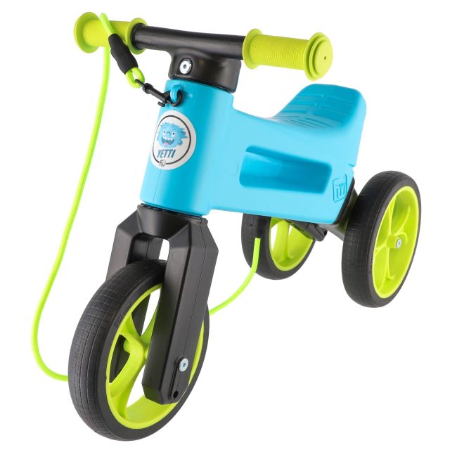 Bicicleta fara pedale Funny Wheels Rider SuperSport YETTI 3 in 1 Blue/Lime PMIC8595557516569