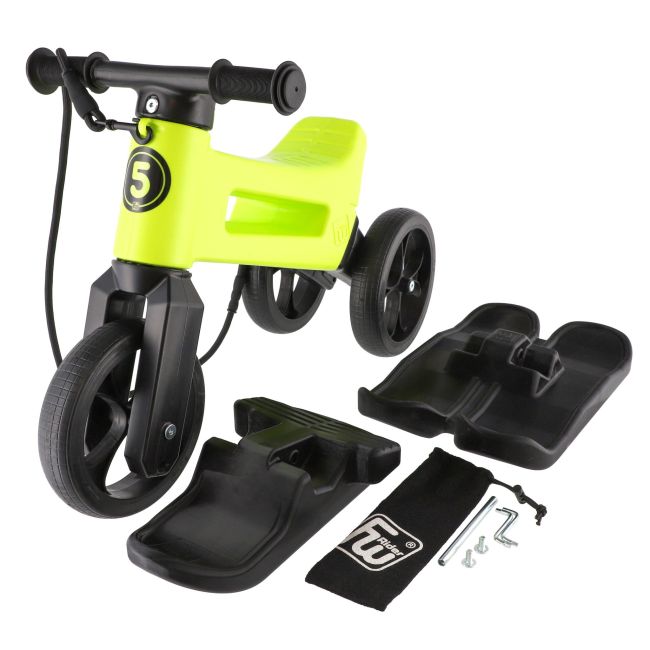 Bicicleta fara pedale Funny Wheels Rider SuperSport YETTI 3 in 1 Lime/Black PMIC8595557516576