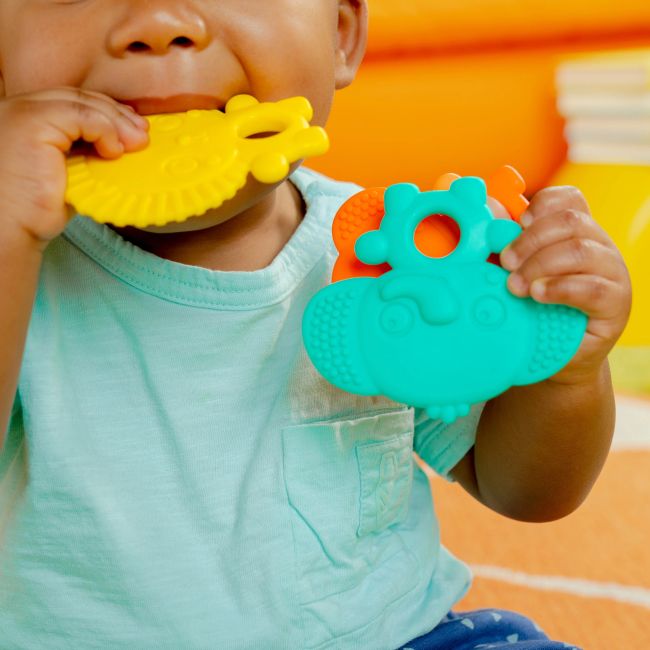 Bright starts - set 3 jucarii de dentitie texturate gummy buddies -  elefant, leu, maimuta bbb13072
