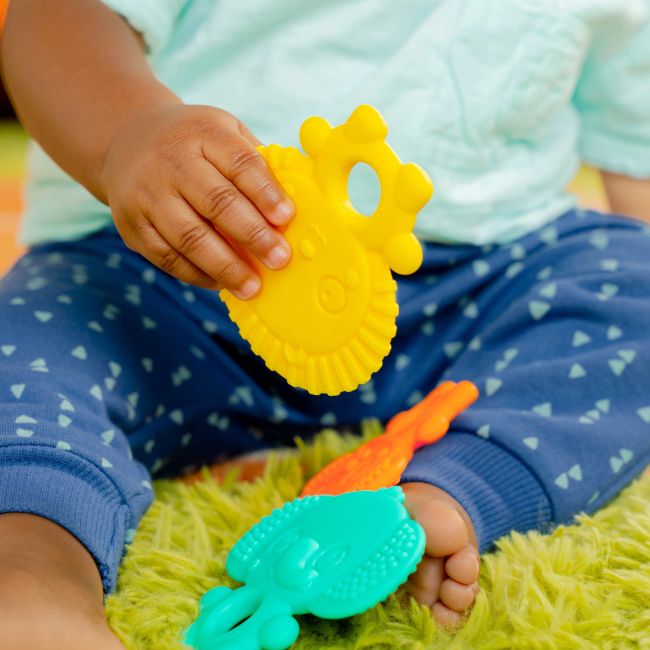 Bright starts - set 3 jucarii de dentitie texturate gummy buddies -  elefant, leu, maimuta bbb13072