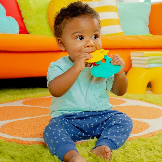Bright starts - set 3 jucarii de dentitie texturate gummy buddies -  elefant, leu, maimuta bbb13072