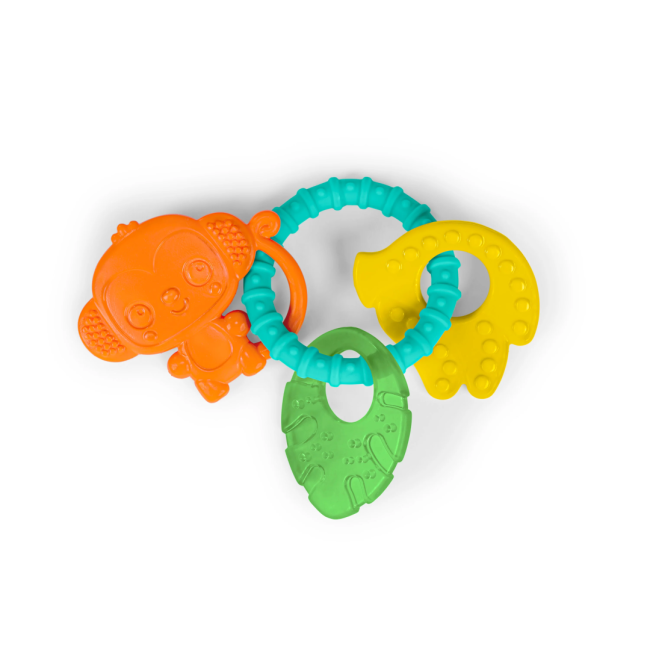Bright starts - set 3 jucarii de dentitie texturate tropical chews - maimutica, frunza, banana bbb13078