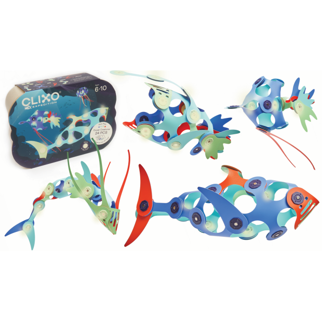 Clixo® joc magnetic de construit - animalute marine ( 24 piese)