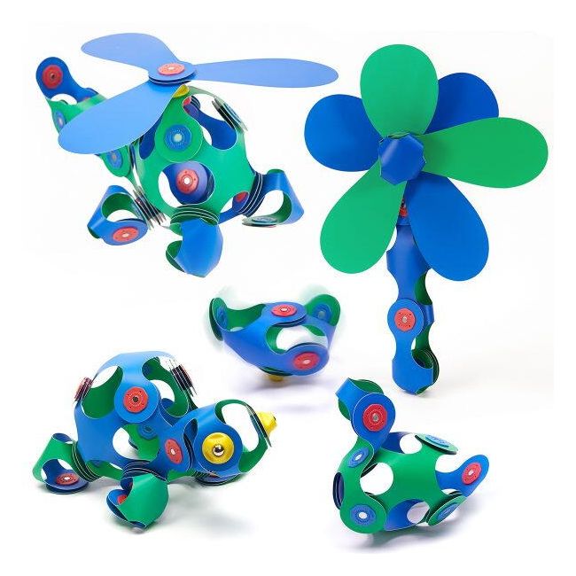 Clixo® joc magnetic de construit - crew albastru & verde (30 piese)