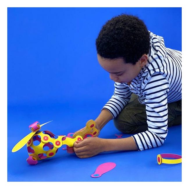 Clixo® joc magnetic de construit - crew roz & galben (30 piese)