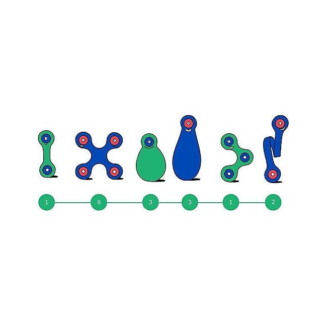 Clixo® joc magnetic de construit - itsy albastru & verde (18 piese)