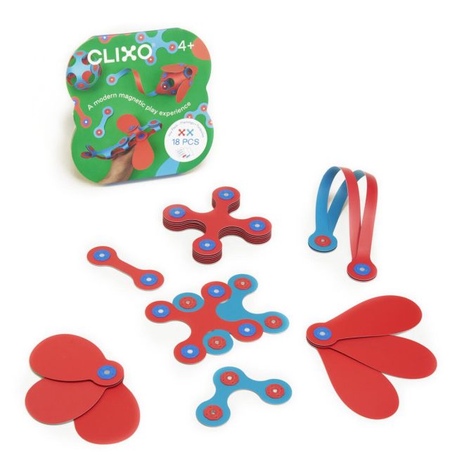 Clixo® joc magnetic de construit - itsy flamingo & turcoaz (18 piese)