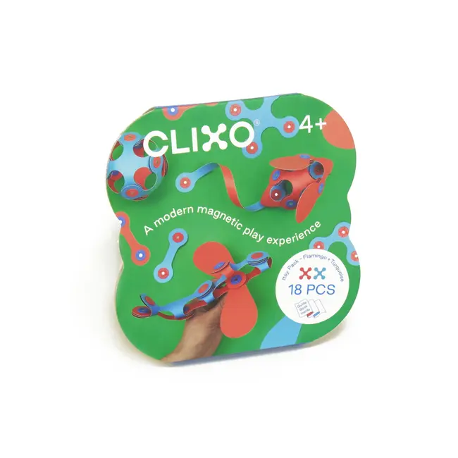 Clixo&reg; joc magnetic de construit - itsy flamingo & turcoaz (18 piese)