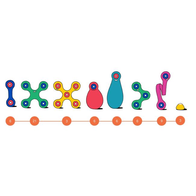Clixo® joc magnetic de construit - super curcubeu (60 piese)