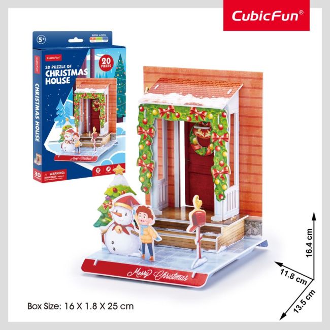 Cubic Fun - Puzzle 3D casa decorata de Craciun 20 piese ARTCUW3154h