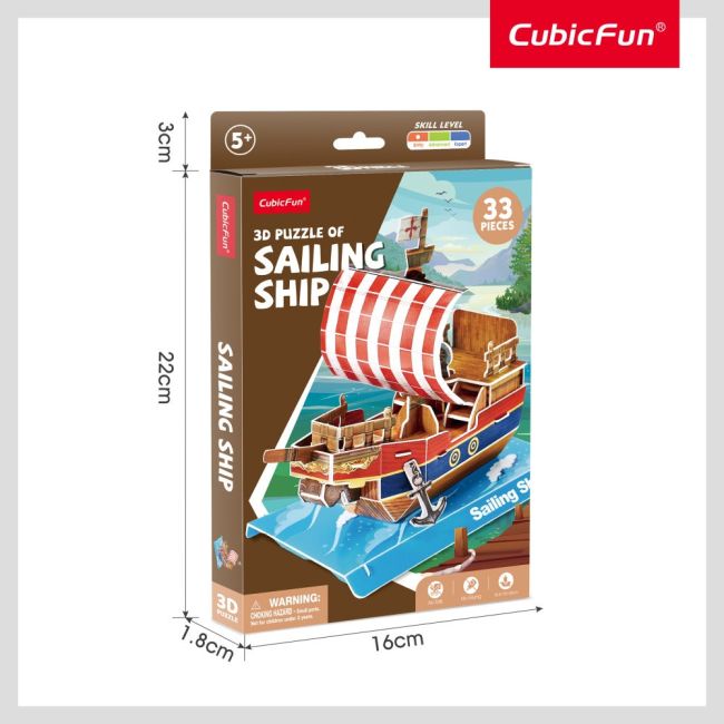 Cubic Fun - Puzzle 3D nava cu panze 33 piese ARTCUW3122h