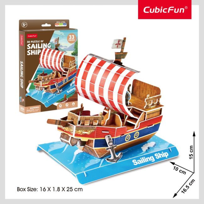 Cubic Fun - Puzzle 3D nava cu panze 33 piese ARTCUW3122h