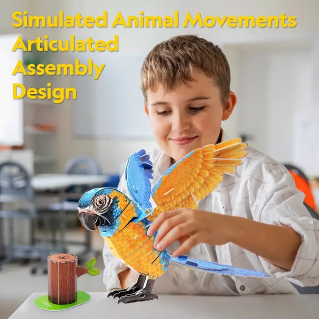 Cubic Fun - Puzzle 3D papagal ara cu gat albastru 94 piese ARTCUDS1097h