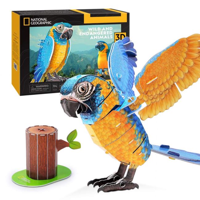 Cubic Fun - Puzzle 3D papagal ara cu gat albastru 94 piese ARTCUDS1097h