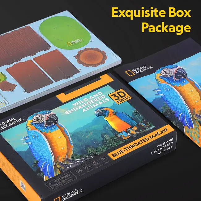 Cubic Fun - Puzzle 3D papagal ara cu gat albastru 94 piese ARTCUDS1097h