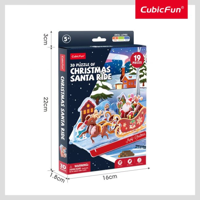 Cubic Fun - Puzzle 3D sania lui Mos Craciun 19 piese ARTCUW3156h