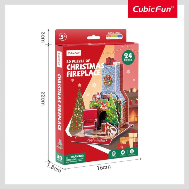 Cubic Fun - Puzzle 3D semineu decorat de Craciun 24 piese ARTCUW3153