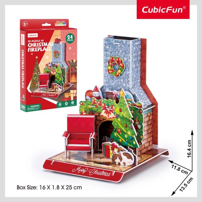 Cubic Fun - Puzzle 3D semineu decorat de Craciun 24 piese ARTCUW3153