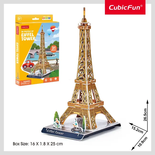Cubic Fun - Puzzle 3D turnul Eiffel 31 piese ARTCUW3195