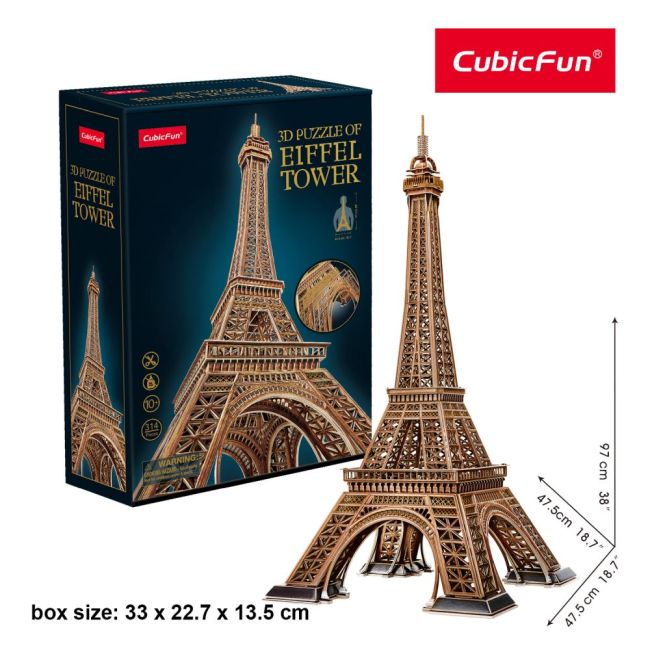 Cubic Fun - Puzzle 3D turnul Eiffel nivel complex 314 piese ARTCUMC284h
