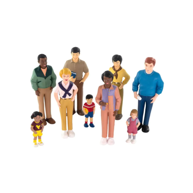 Set de 9 figurine familia - diversitate si integrare etnica, cu rol didactic - okeml27390