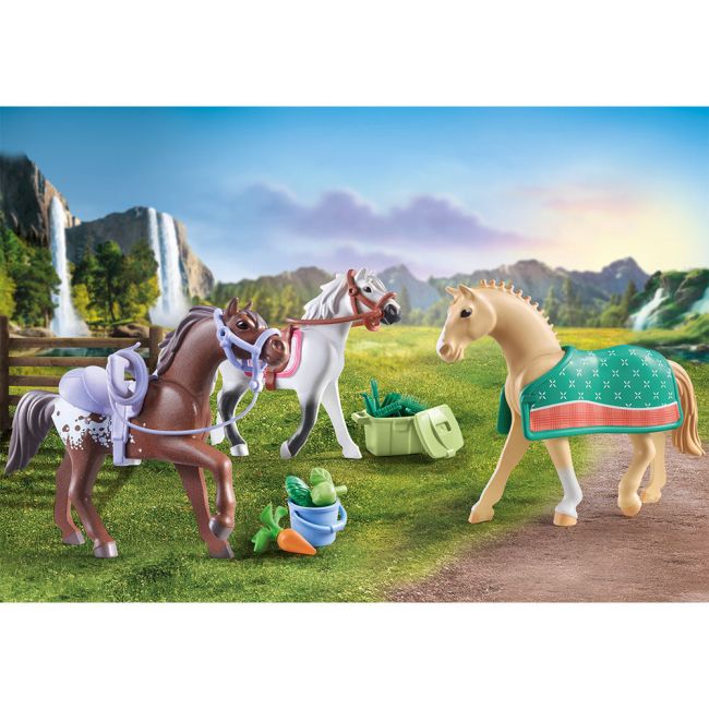 Playmobil - Set 3 Cai Cu Accesorii ARTPM71356