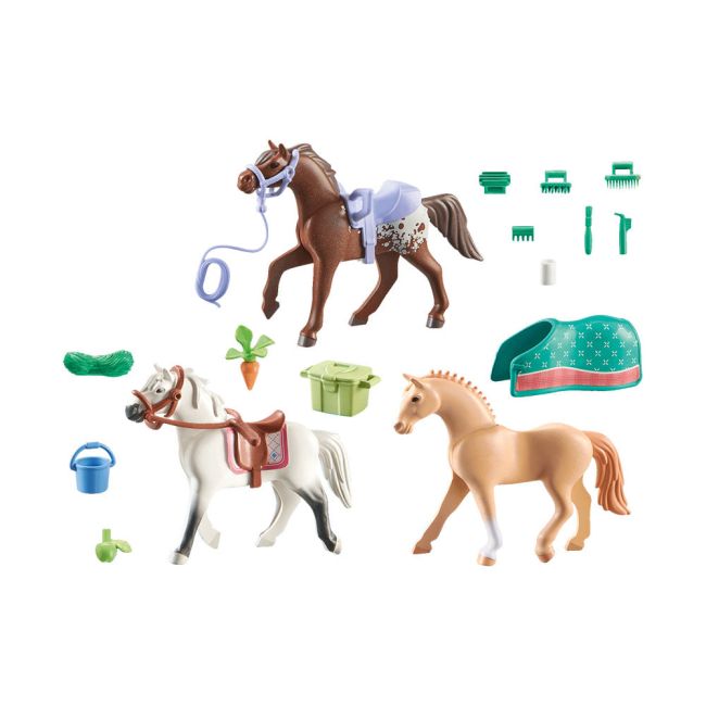 Playmobil - Set 3 Cai Cu Accesorii ARTPM71356