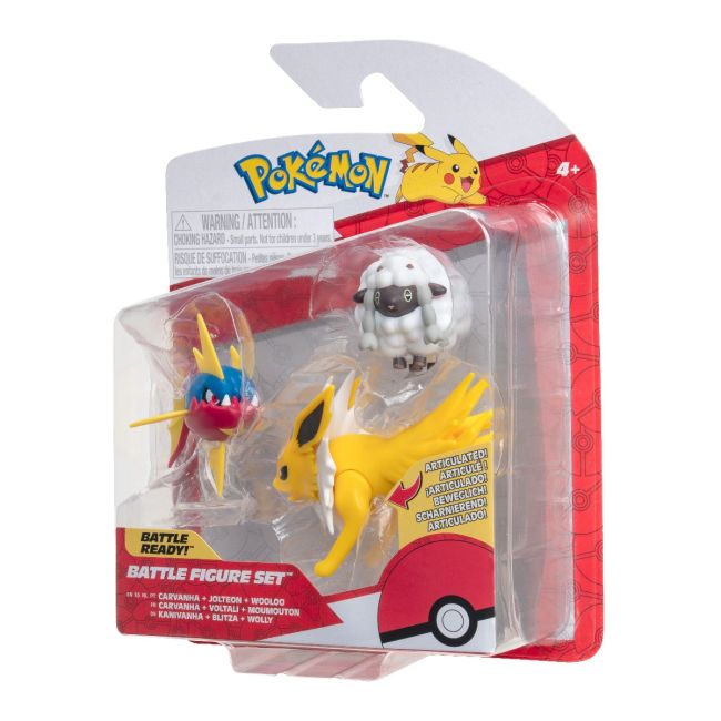 Pokemon - Set 3 figurine de actiune, (Wooloo & Carvanha & Jolteon) S16 BKFPKW3050