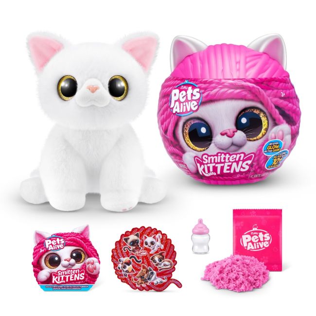Pets Alive - Jucarie de plus interactiva pisica cu accesorii supriza, Smitten Kittens BKF9541