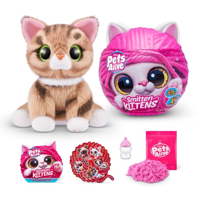 Pets Alive - Jucarie de plus interactiva pisica cu accesorii supriza, Smitten Kittens BKF9541