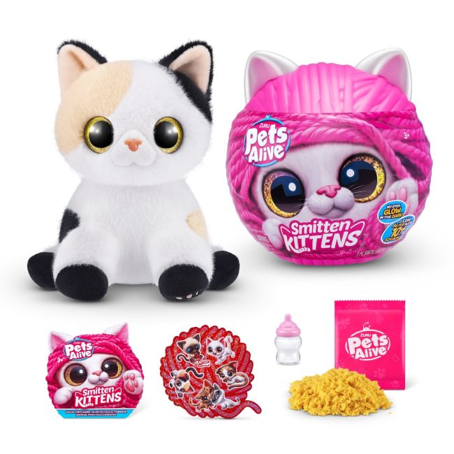 Pets Alive - Jucarie de plus interactiva pisica cu accesorii supriza, Smitten Kittens BKF9541