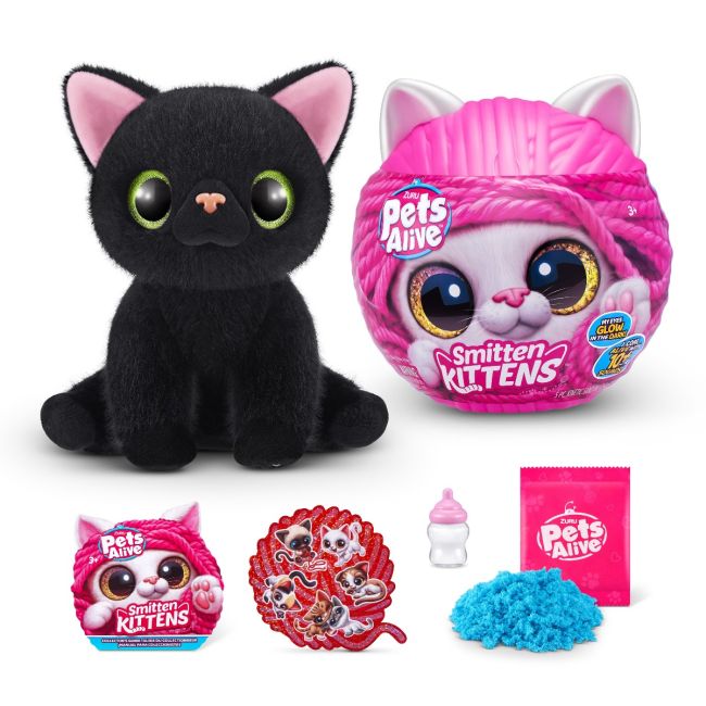 Pets Alive - Jucarie de plus interactiva pisica cu accesorii supriza, Smitten Kittens BKF9541