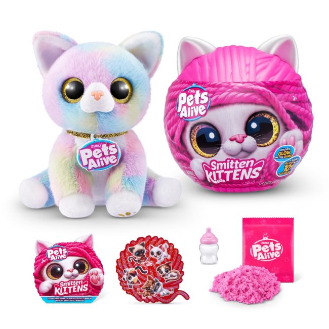 Pets Alive - Jucarie de plus interactiva pisica cu accesorii supriza, Smitten Kittens BKF9541