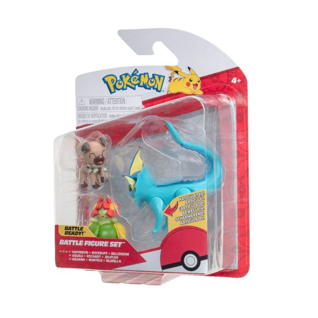 Pokemon - Set 3 figurine de actiune, (Rockruff & Bellossom & Vaporeon) S16 BKFPKW3048