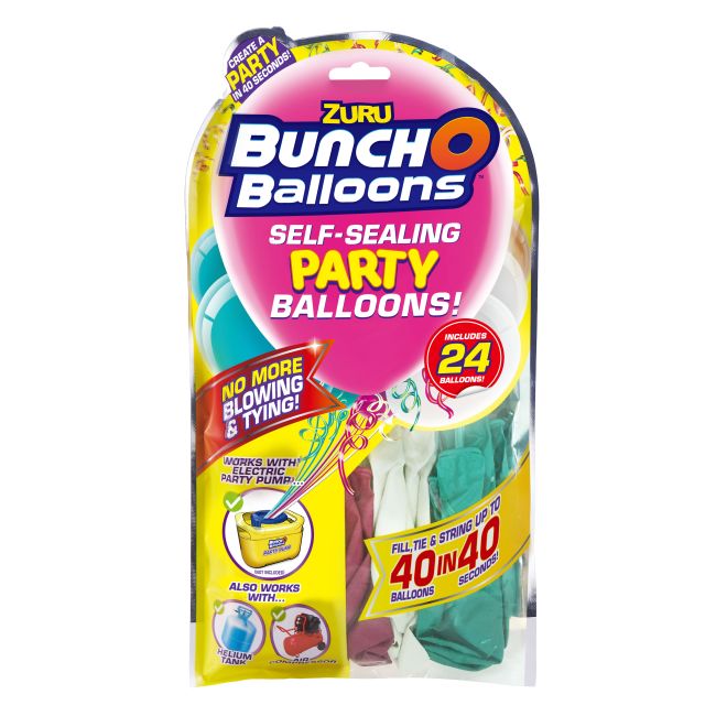 Bunch o Balloons - Set baloane de petrecere si rezerve, Roz, Bleu, Alb, 24 baloane BKF56179BUQ1