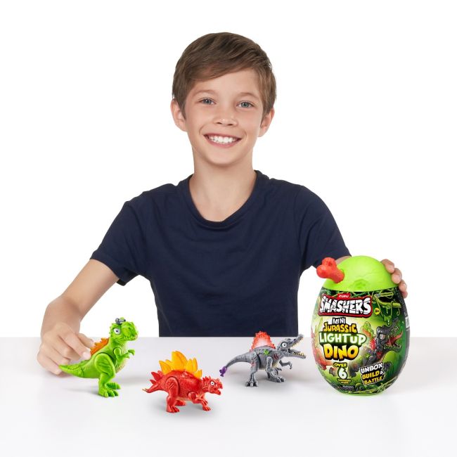 Smashers - Mini Ou surpriza cu peste 6 accesorii, Dino Jurassic Light-Up BKF74107