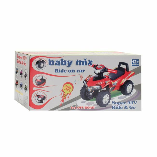 ATV copii, Baby Mix, Masinuta, Cu lumini si muzica, Fara pedale, 60 x 38 x 42 cm, Red BYN12932