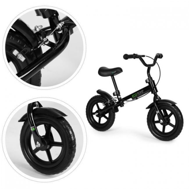 Bicicleta fara pedale cu frana de mana si roti din spuma eva ecotoys ym-bb-3 - negru edeediym-bb-3negru