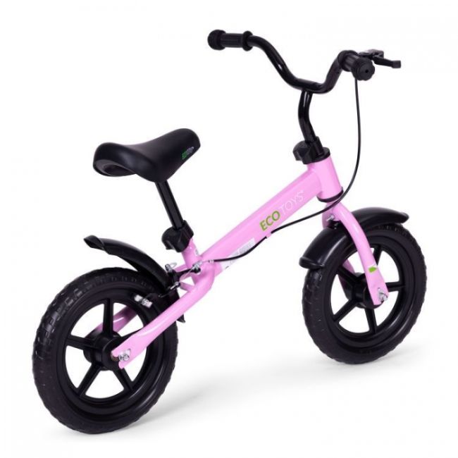 Bicicleta fara pedale cu frana de mana si roti din spuma eva ecotoys ym-bb-3 - roz edeediym-bb-3roz