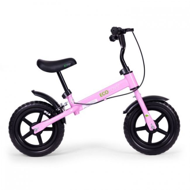 Bicicleta fara pedale cu frana de mana si roti din spuma eva ecotoys ym-bb-3 - roz edeediym-bb-3roz