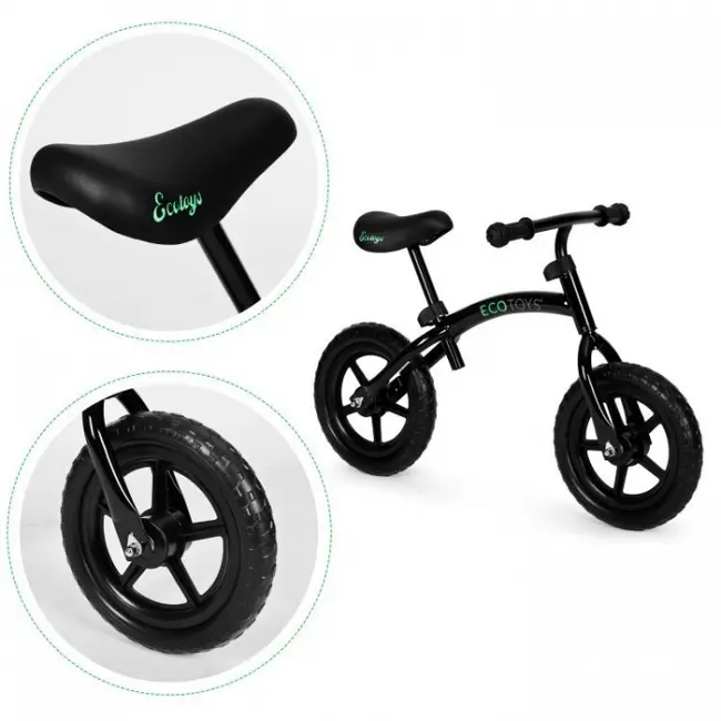 Bicicleta fara pedale cu roti din spuma eva ecotoys ym-bb-13 - negru edeediym-bb-13negru